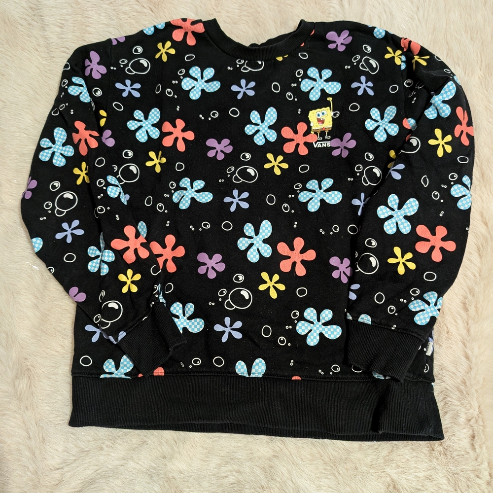 Vans Women's Black SpongeBob Floral Sweater